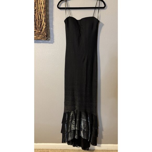 Vintage JS Boutique Ruffle Dress Gradient Silver Black Whimsigoth 10 Costume - Picture 1 of 16